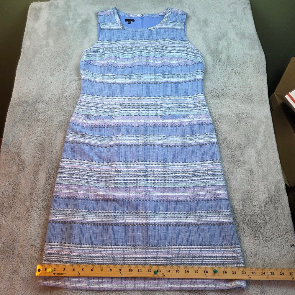 Talbots‎ Tweed Sleeveless Sheath Dress Womens Size 10 Blue Multi Stripe